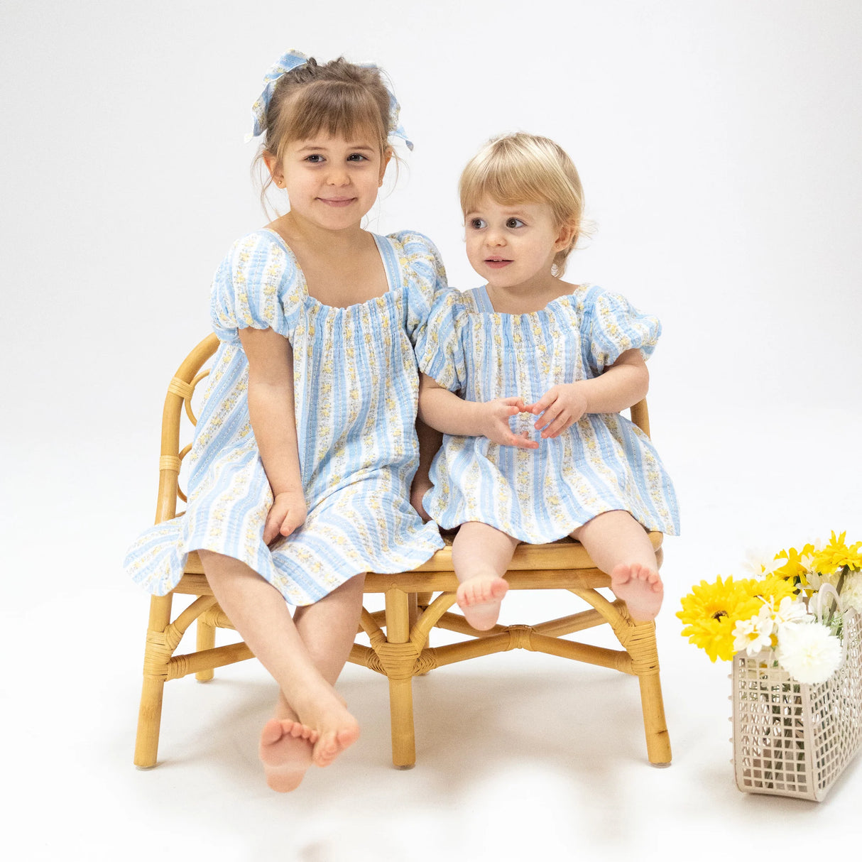 Angel Dear Odalys Floral Stripe Puff Sleeve Dress w/ Bloomer