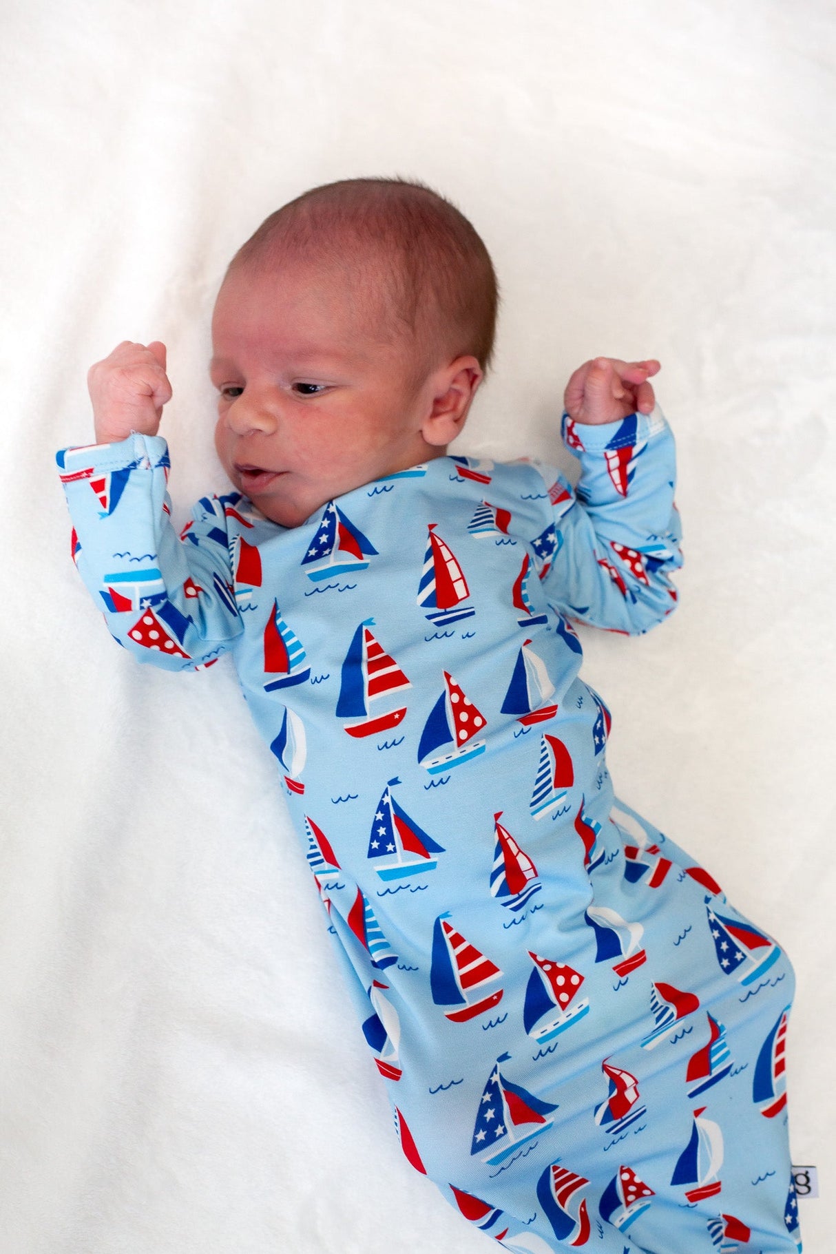 Goosies Sail Away Bamboo Knotted Infant Gown | 0-3M