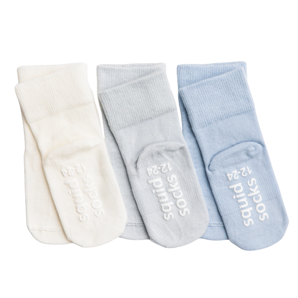 Bamboo Squid Socks - Casen Collection | Ivory Powder Baby Blue