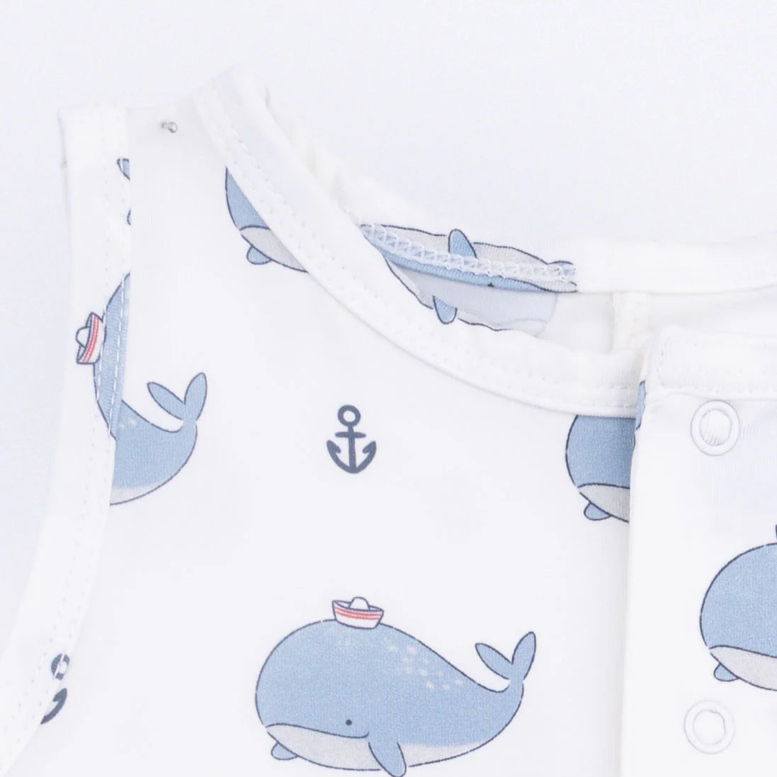 Angel Dear Bubbly Sailor Whales Blue Short Playsuit