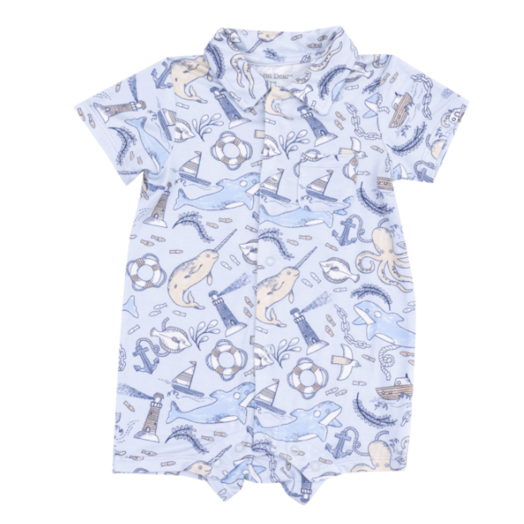 Angel Dear Nautical Notebook Button Down Polo Shortie