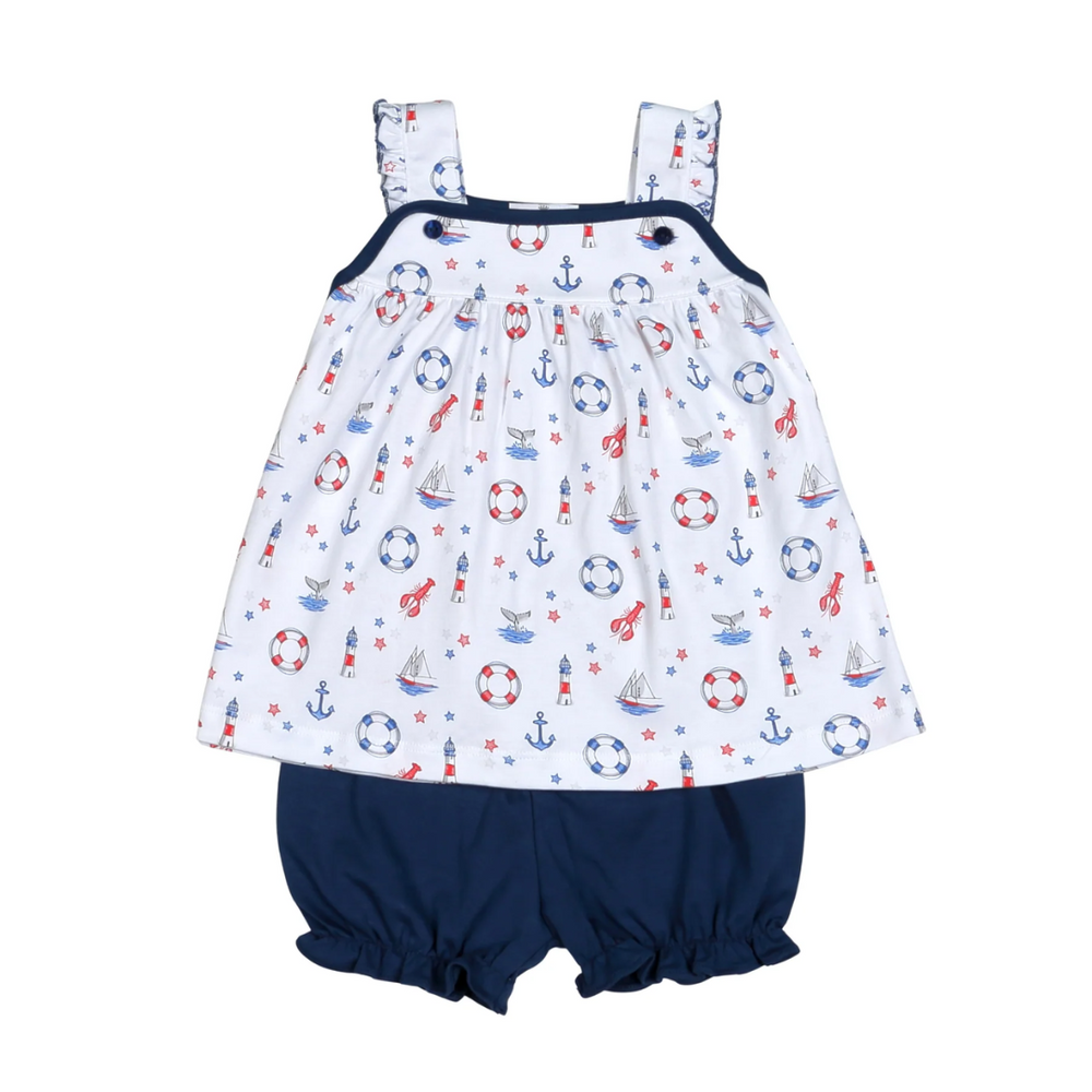 Ahoy Sailor Pima Bloomer Set - Girl