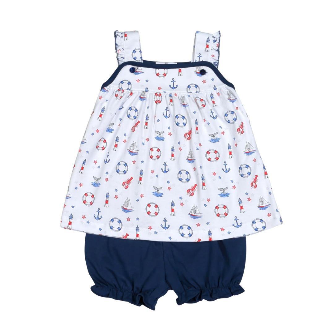 Ahoy Sailor Pima Bloomer Set - Girl