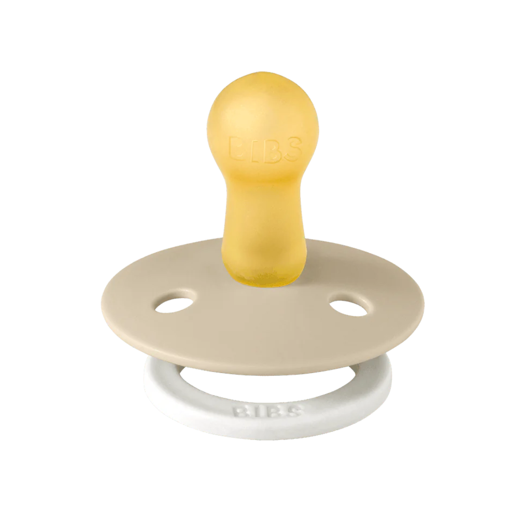 BIBS GLOW Original Natural Rubber Round Pacifier (2 Pack) | Black | Vanilla