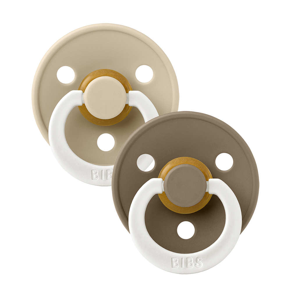 BIBS Natural Rubber Round Pacifier | 2 Pack Mixed Colors (Size 1) 0-6M |