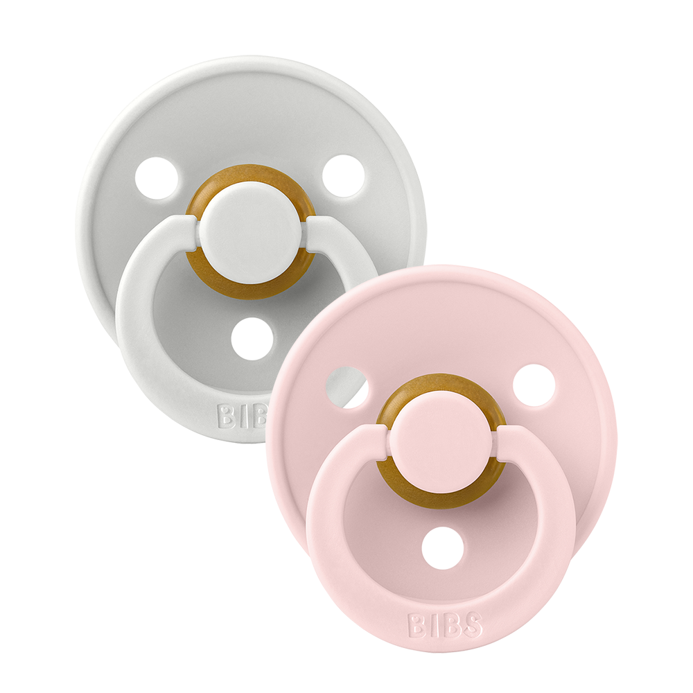 BIBS Natural Rubber Round Pacifier | 2 Pack Mixed Colors (Size 2) 6-18m|