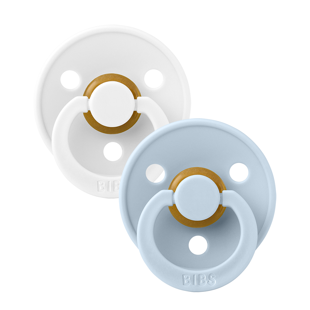 BIBS Natural Rubber Round Pacifier | 2 Pack Mixed Colors (Size 1) 0-6M |
