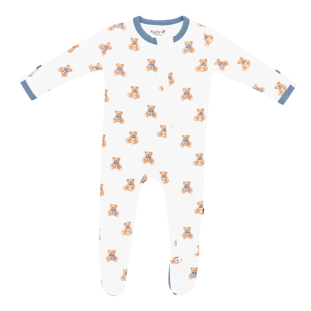 Kyte Baby Bamboo Zippered Footie | Teddy Bear