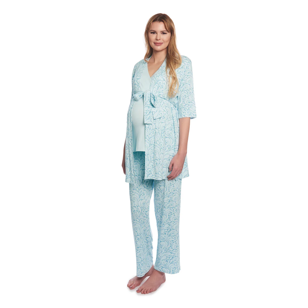Waves | Adult Pajama Maternity and Nursing 3-piece Lounge Set