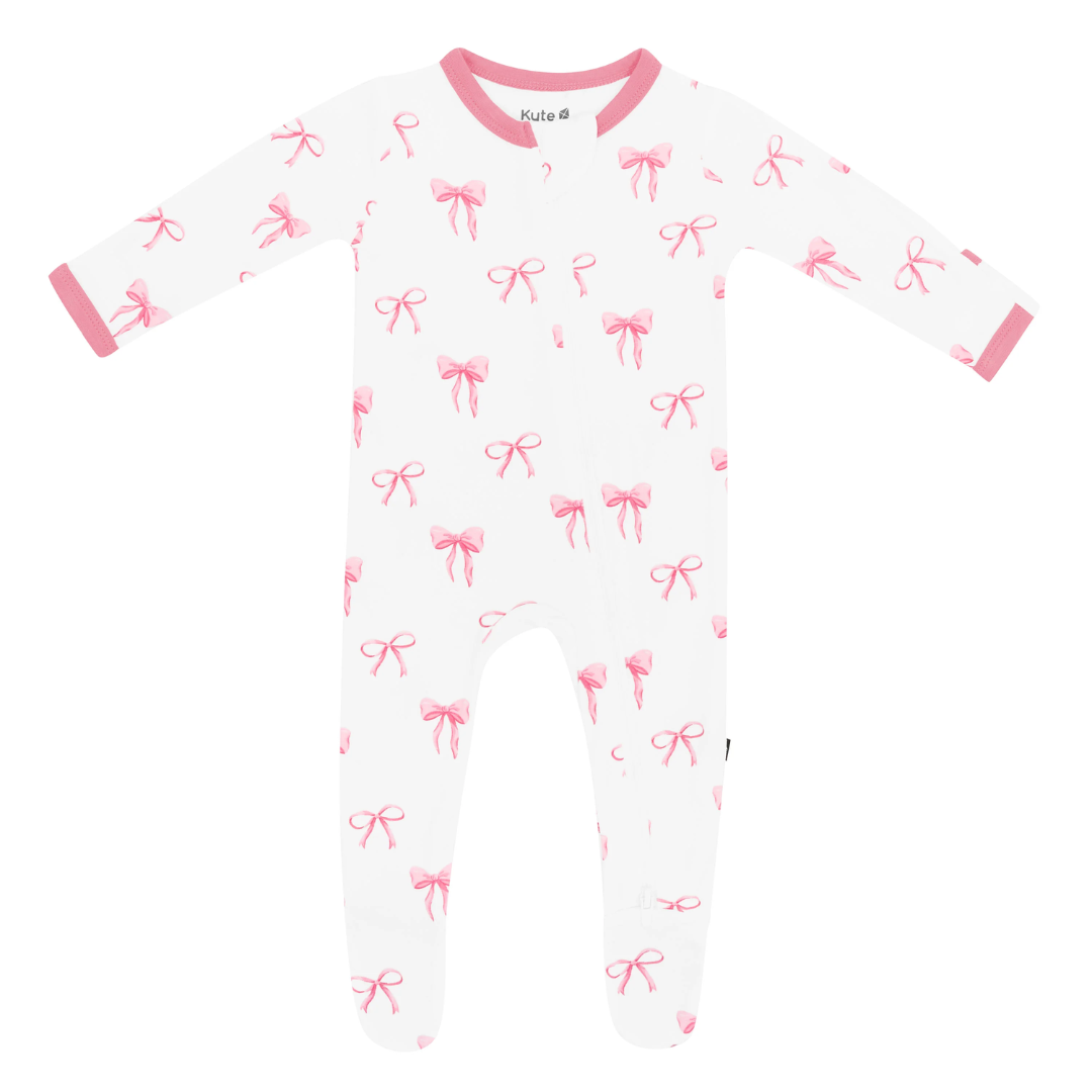 Kyte Bamboo Zippered Footie | Bow