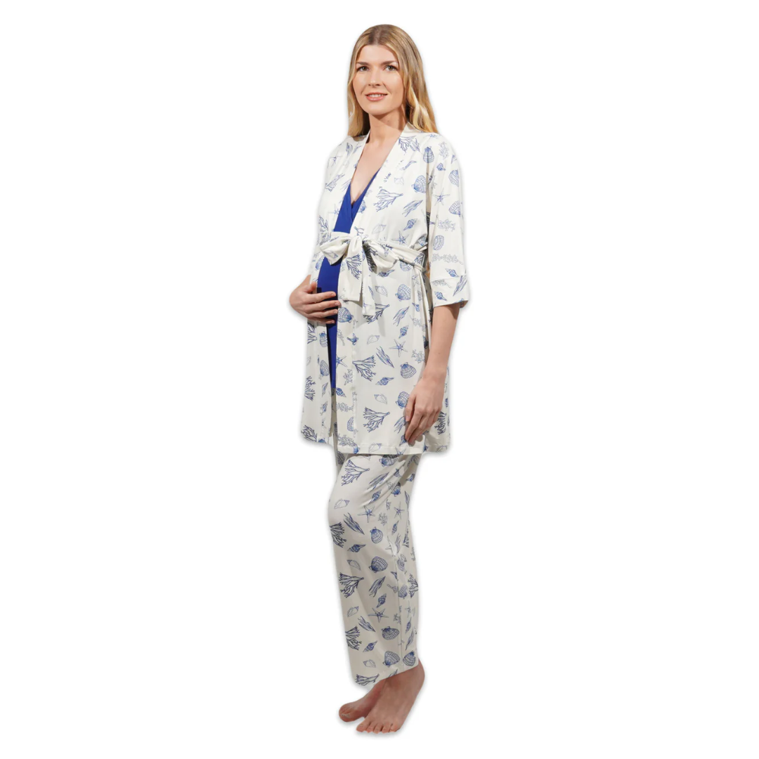 Coastal | Adult Pajama Maternity and Nursing 3-piece Lounge Set