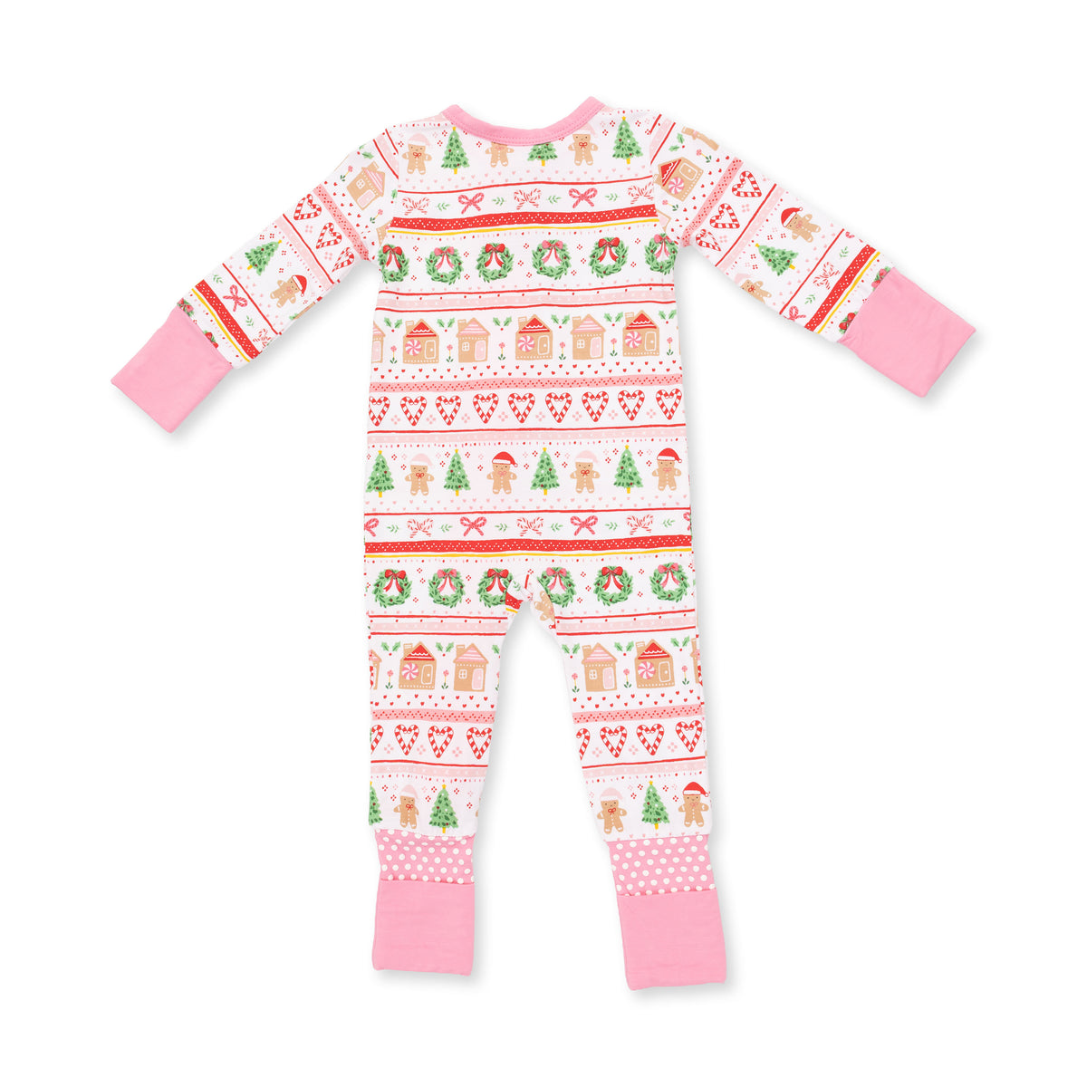 Angel Dear Gingerbread Fair Isle Pink Convertible Bamboo Romper