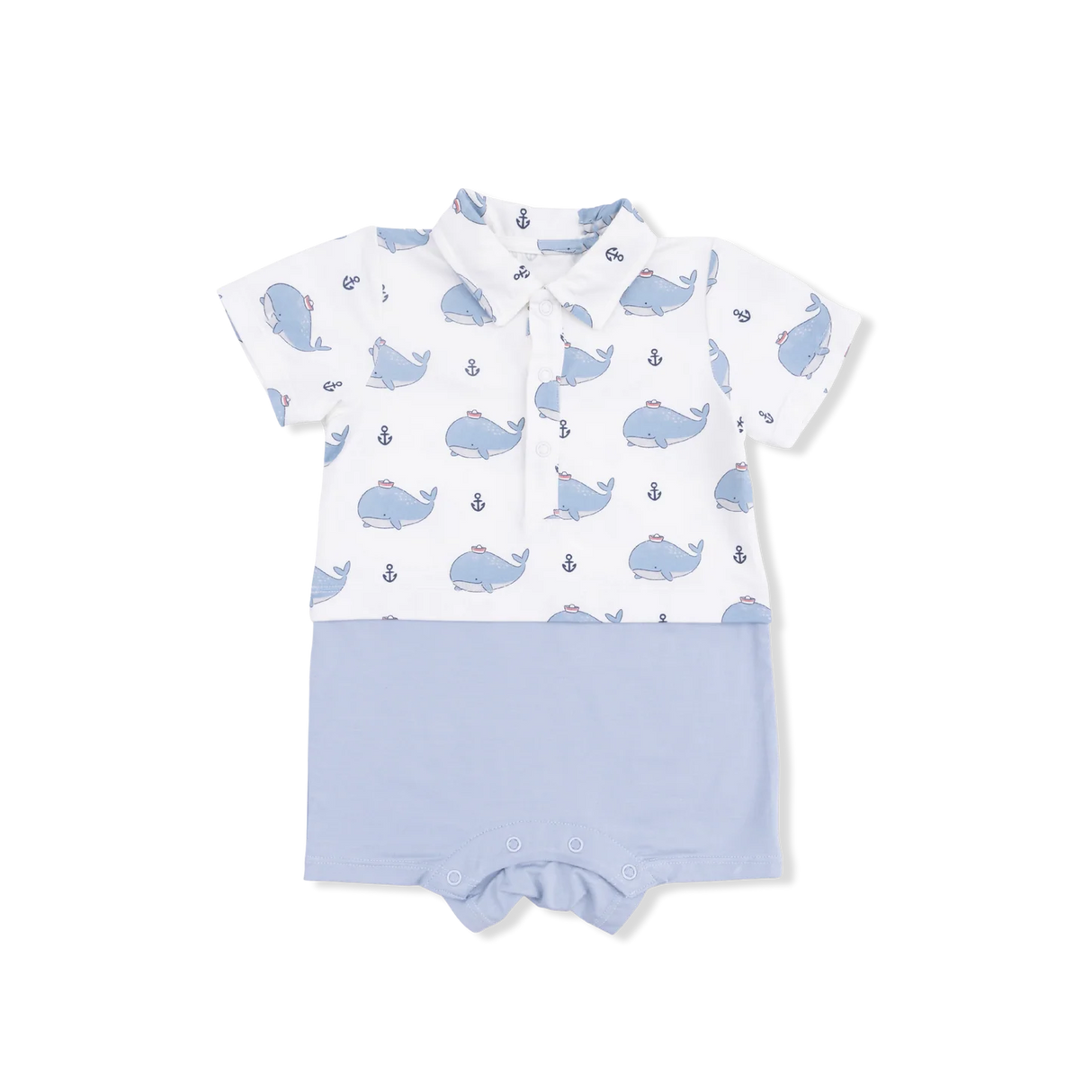 Angel Dear Bubbly Sailor Whales Blue Short Playsuit