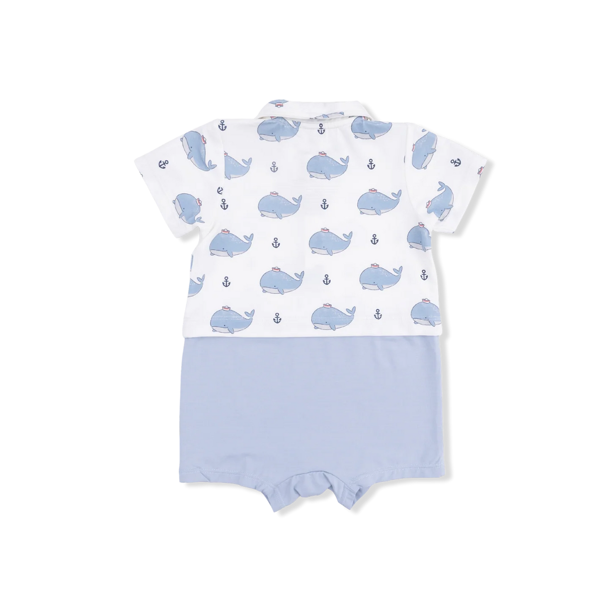 Angel Dear Bubbly Sailor Whales Blue Short Playsuit