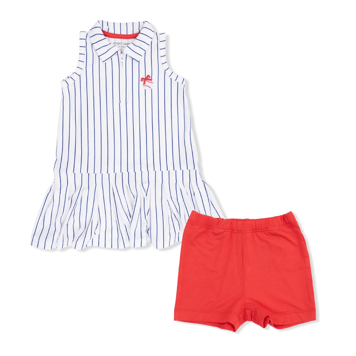 Angel Dear Baseball Stripe Polo Dress w/ Cartwheel Short