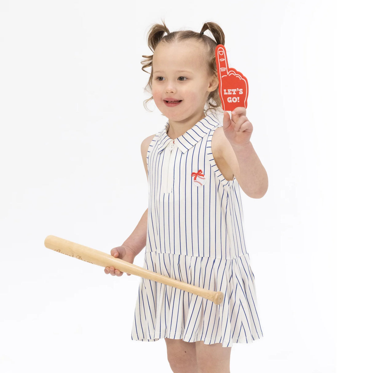 Angel Dear Baseball Stripe Polo Dress w/ Cartwheel Short