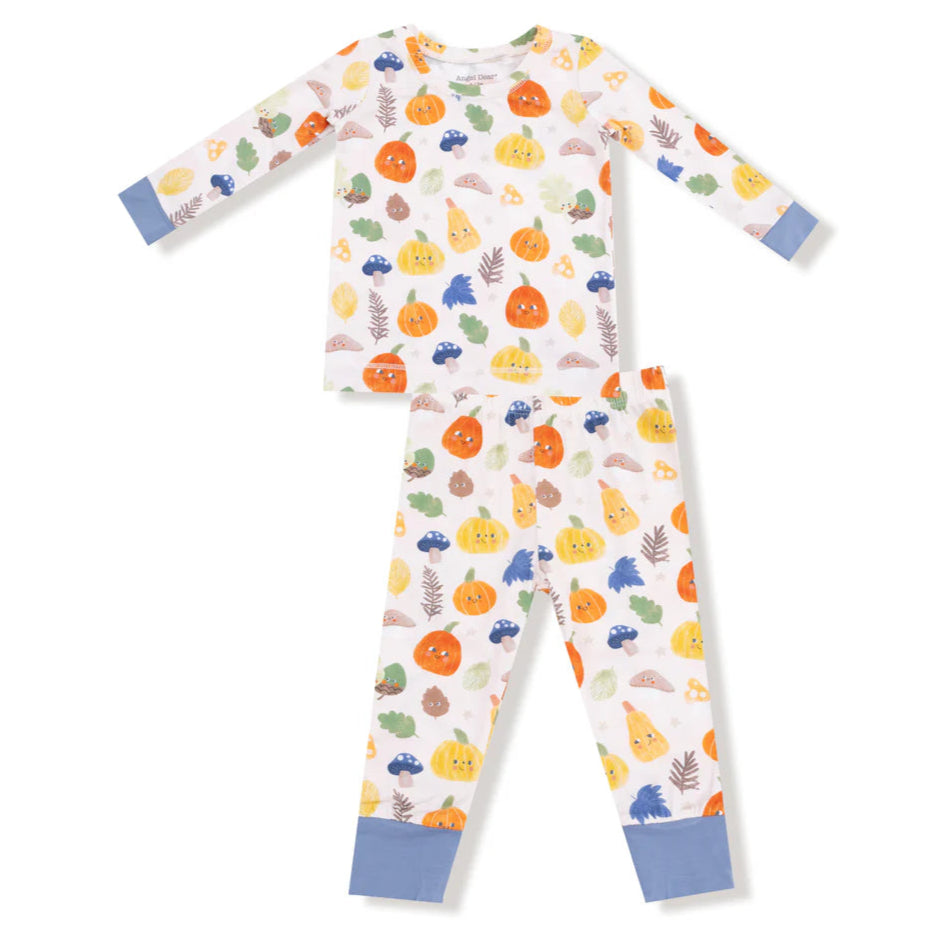 Angel Dear Autumn Pumpkins Blue Loungewear Set