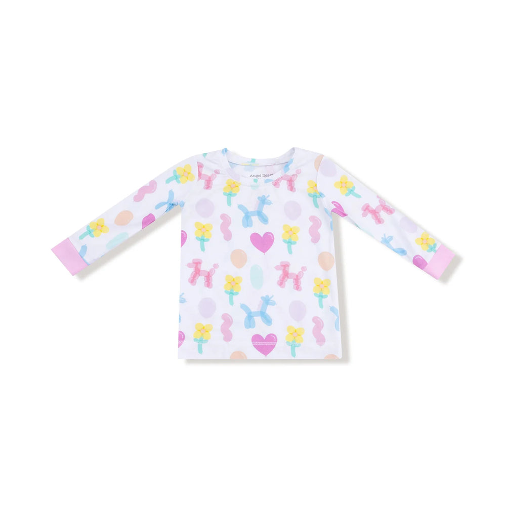 Angel Dear Balloon Animals Pink Long Sleeve Bamboo Loungewear Set