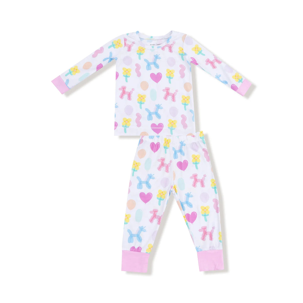 Angel Dear Balloon Animals Pink Long Sleeve Bamboo Loungewear Set