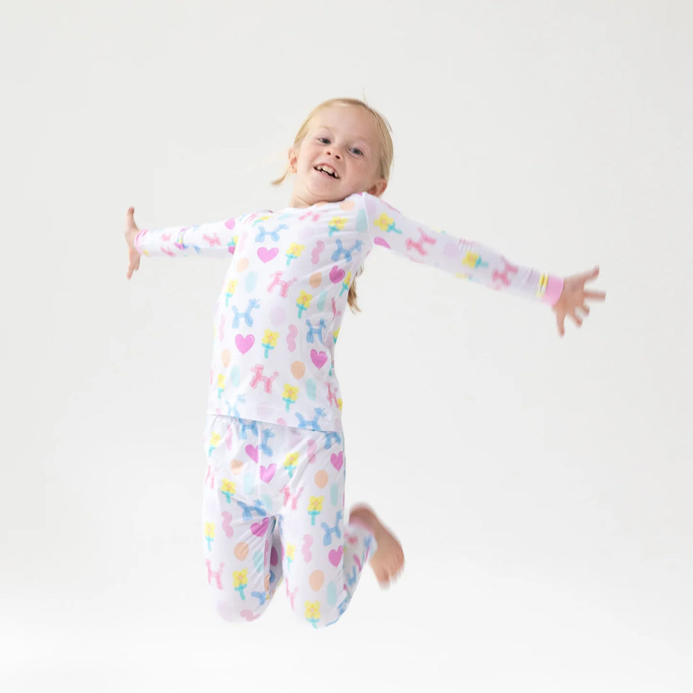 Angel Dear Balloon Animals Pink Long Sleeve Bamboo Loungewear Set