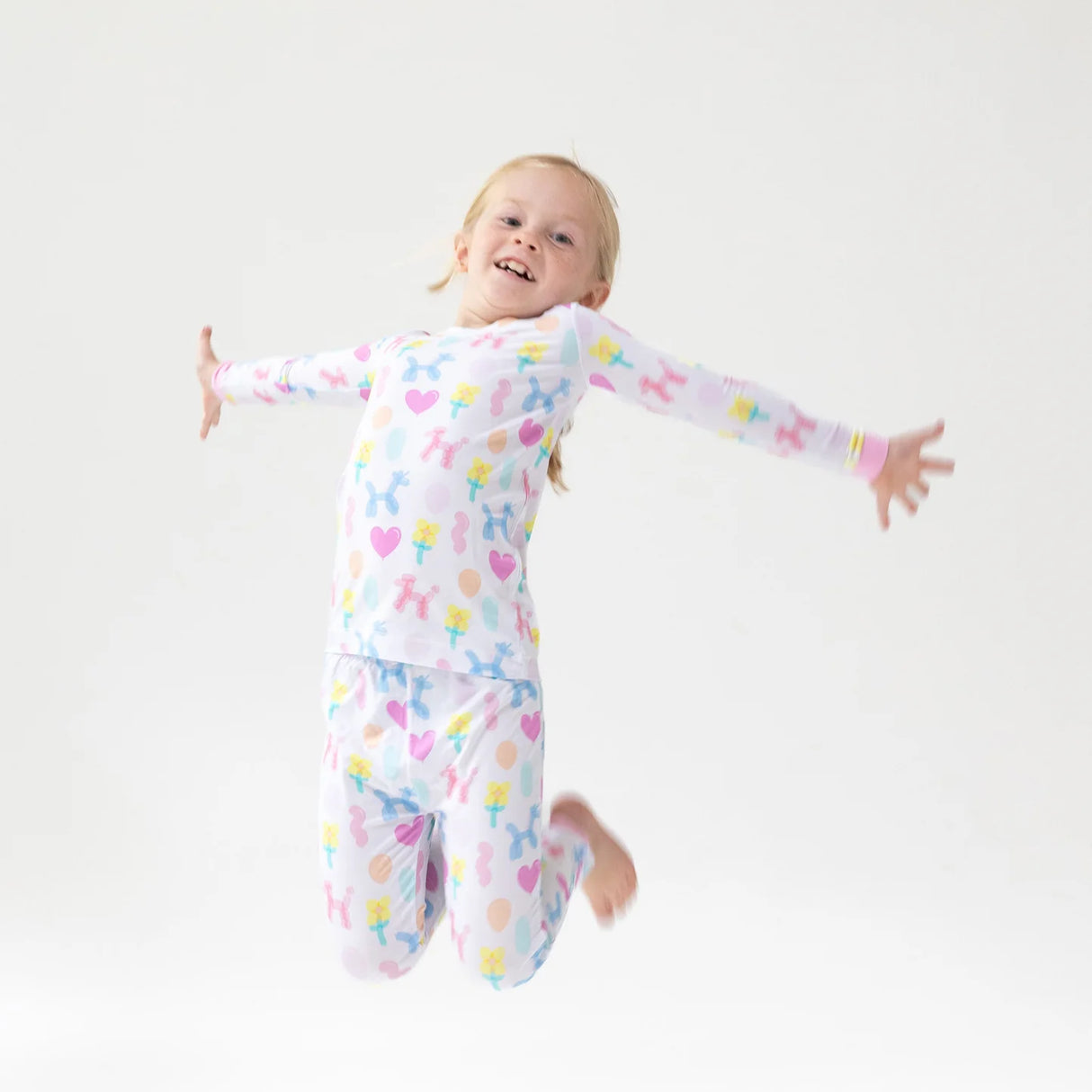 Angel Dear Balloon Animals Pink Long Sleeve Bamboo Loungewear Set