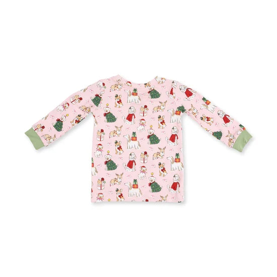 Angel Dear Christmas Dogs Pink L/S Loungewear Set