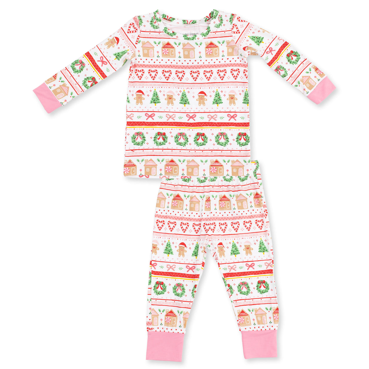 Angel Dear Gingerbread Fair Isle Pink Long Sleeve Loungewear Set