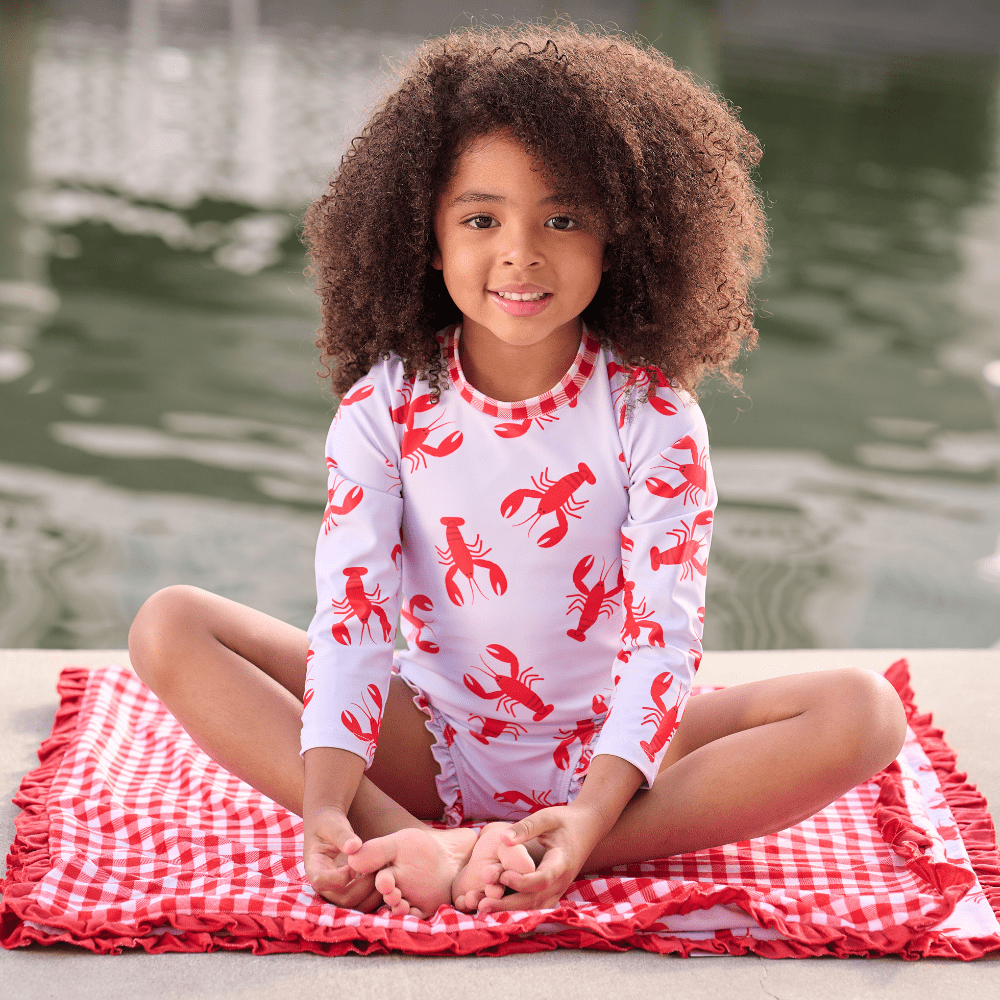 Sugar Bee Clothing Crawfish Girl Ruffle Bottom Bathing Suit