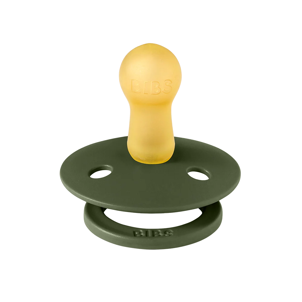 BIBS Original Natural Rubber Round Pacifier (2 Pack) | Sage & Hunter Green