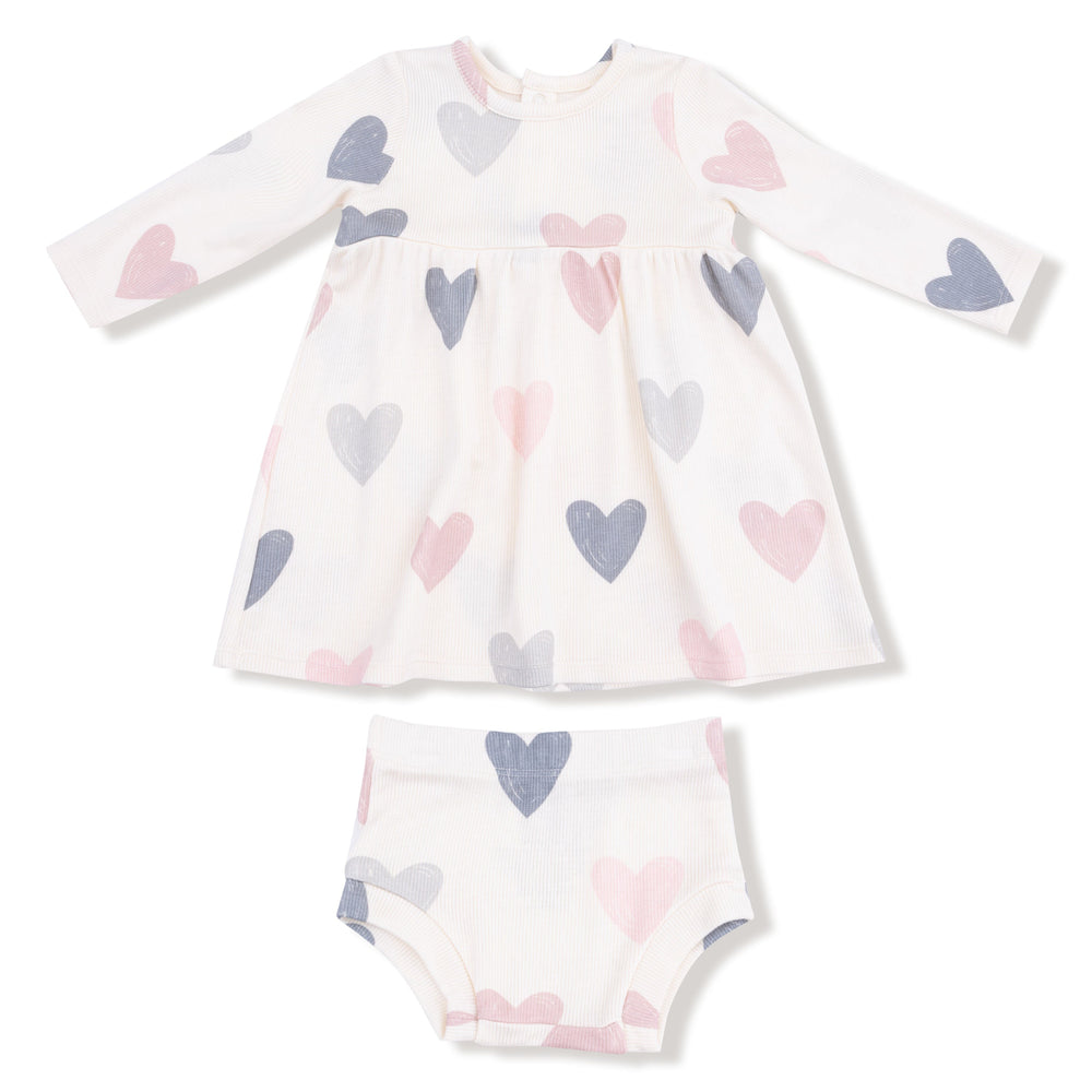 Angel Dear Hearts Modal Ribbed Dress & Bloomer