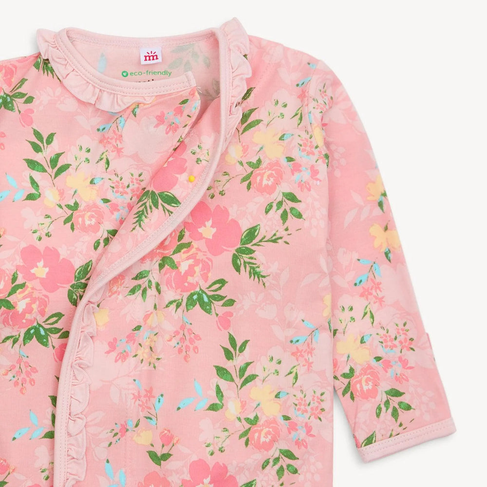 Magnetic Me Ainslee Ruffle Placket Modal Gown and Hat Set (nb-3m)