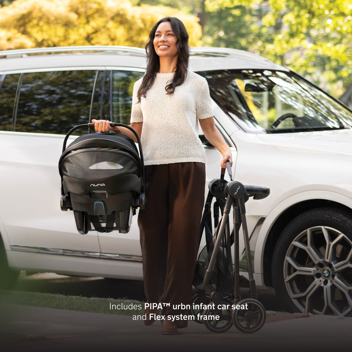 Nuna URBN Flex System | stroller frame, PIPA™ urbn car seat, ring adapter and carry bag