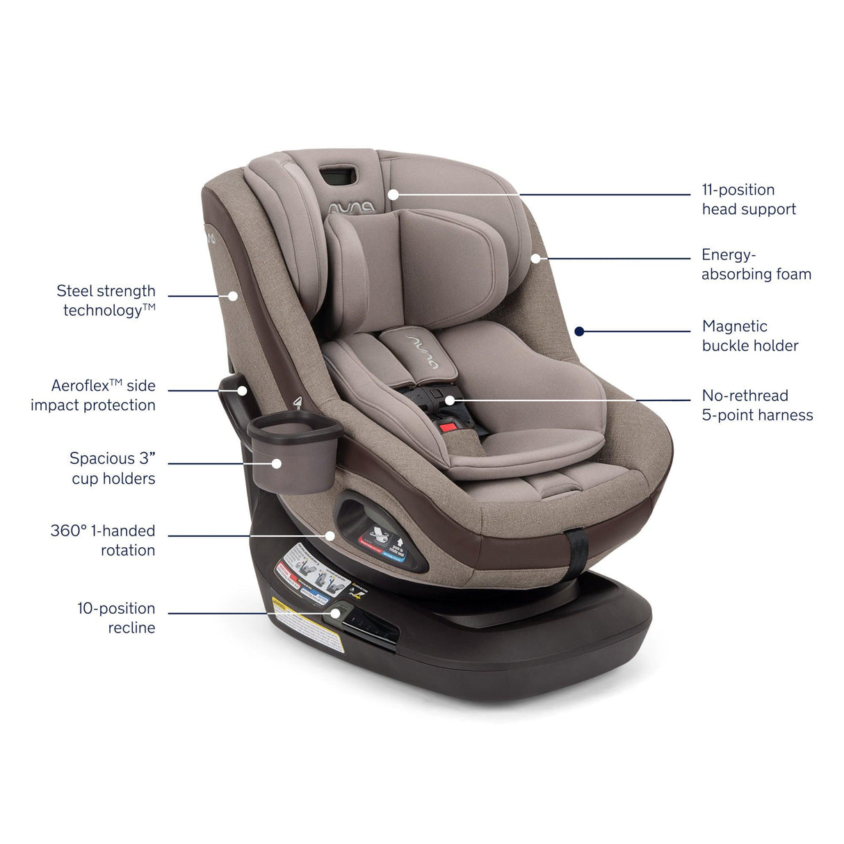 NUNA REVV Maxx Rotating Convertible Car Seat with cupholder