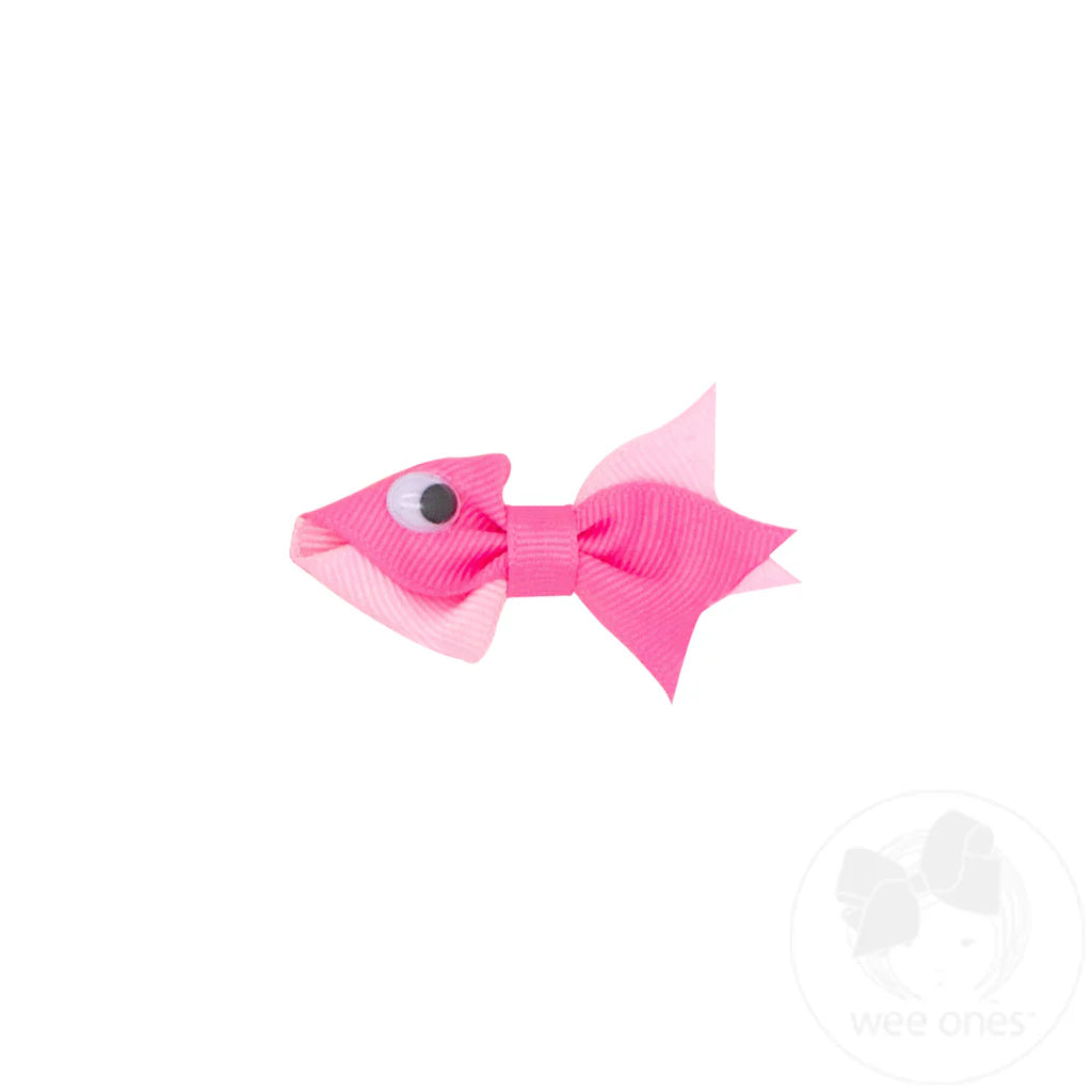 Wee Ones Tiny Grosgrain Fish Hair Clip | Hot Pink