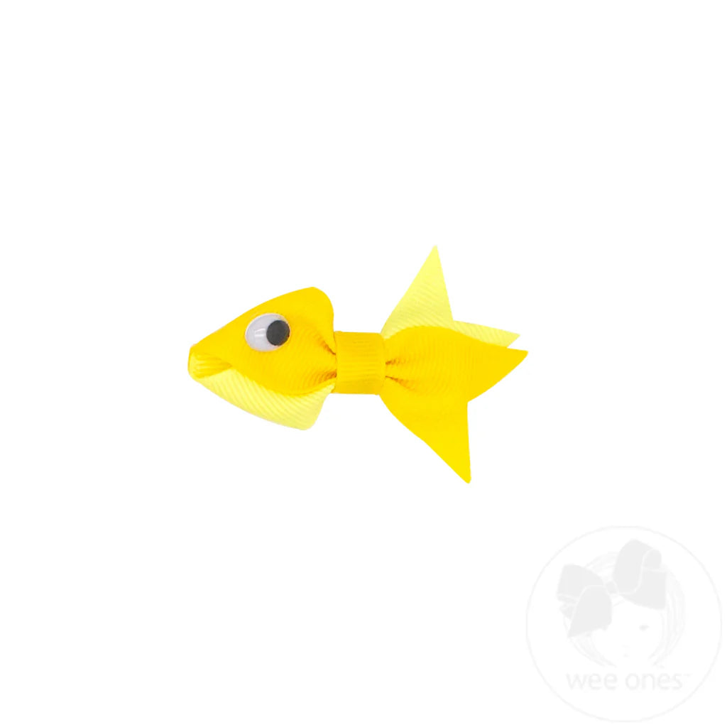 Wee Ones Tiny Grosgrain Fish Hair Clip | Yellow