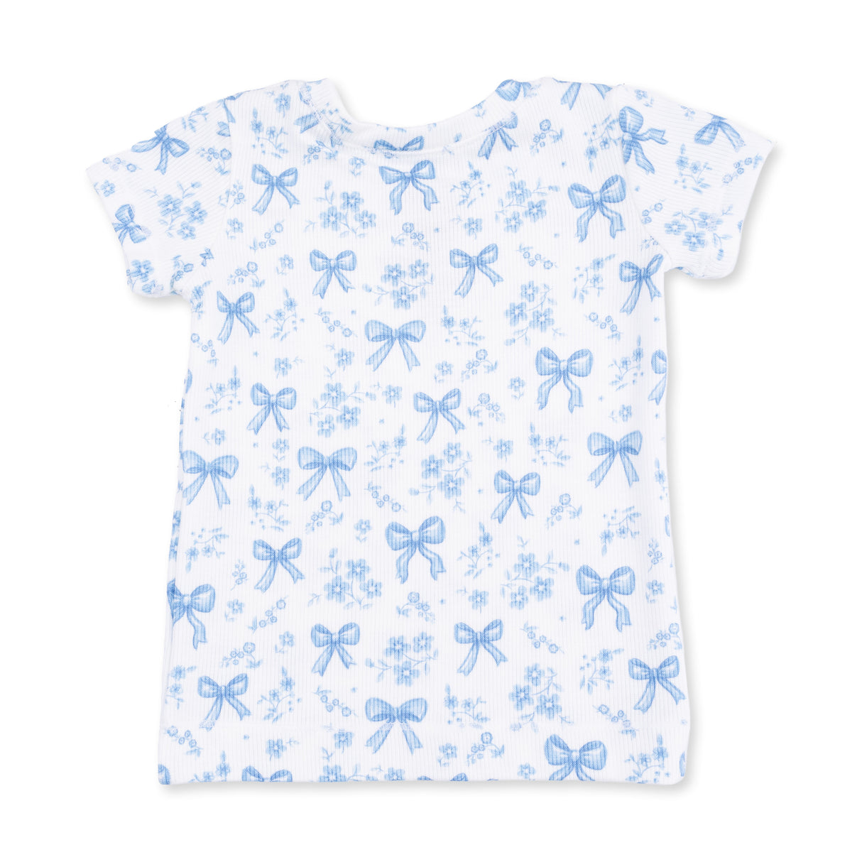 Angel Dear Blue Bows & Flowers Bamboo Short Sleeve Loungewear Set