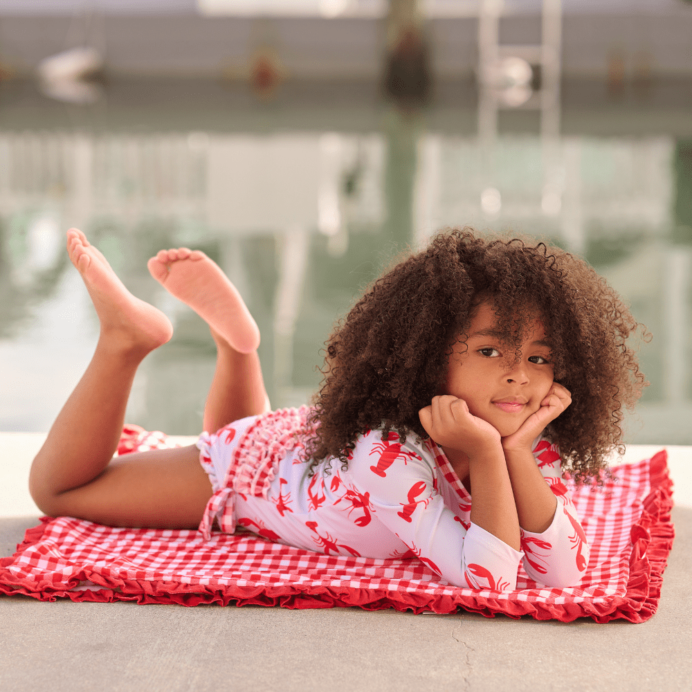 Sugar Bee Clothing Crawfish Girl Ruffle Bottom Bathing Suit