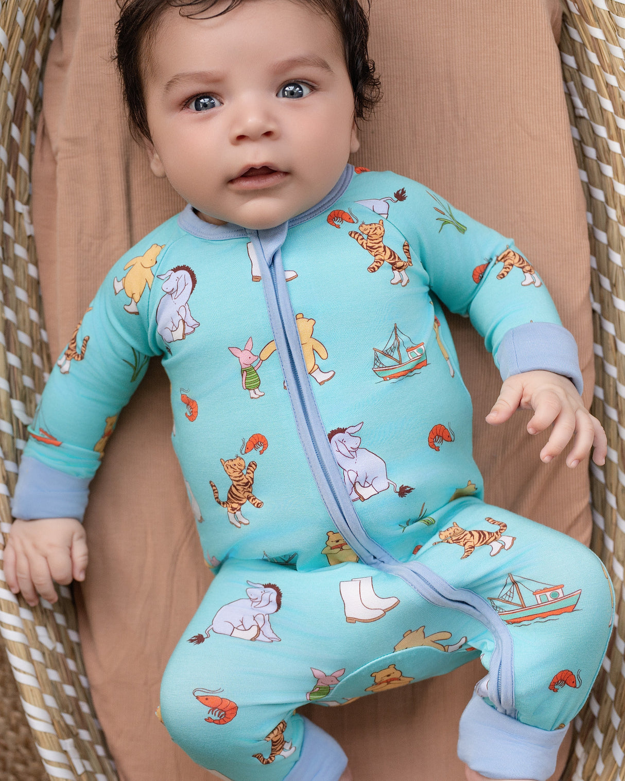 Pearls & Pelicans Pooh on the Bayou Bamboo Zip Up Pajamas