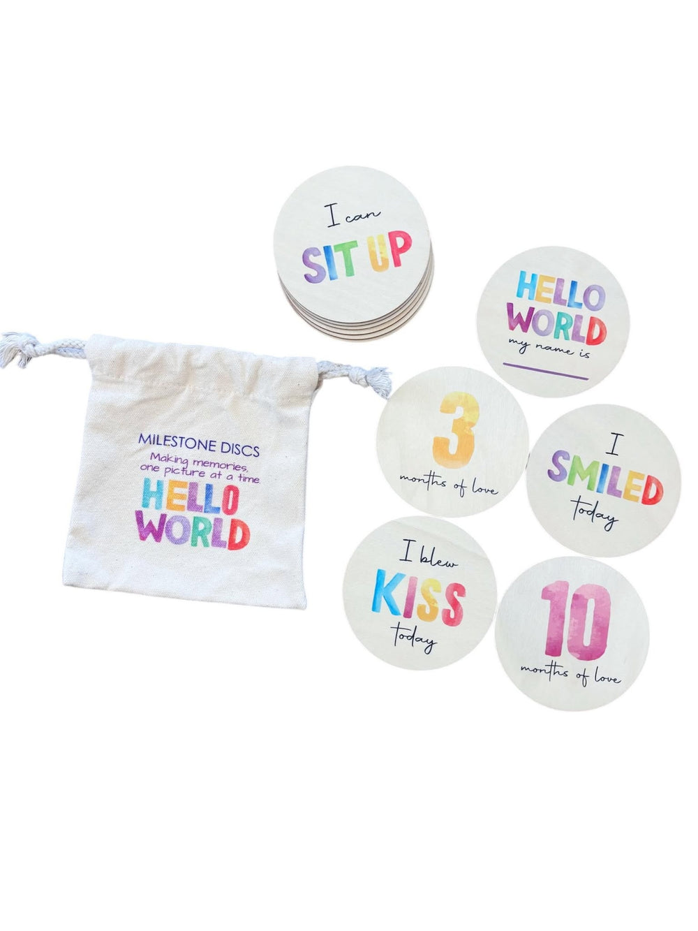 Watercolor Fun Milestone Disks |  Set of 12