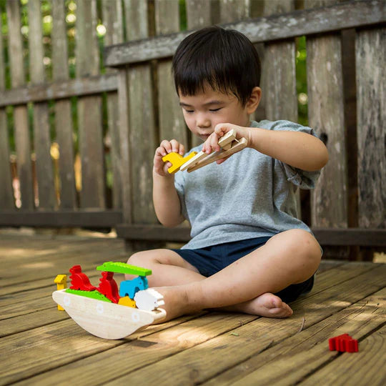 Wooden Animal Balancing Boat Game