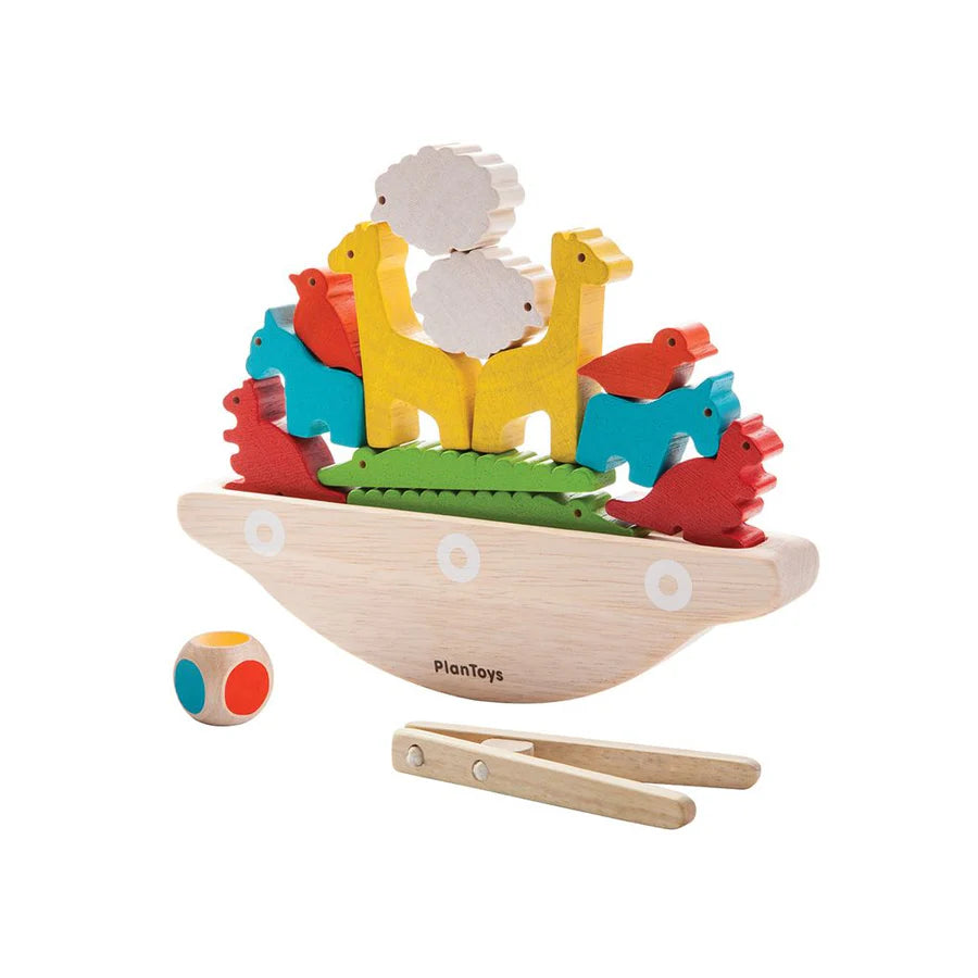 Wooden Animal Balancing Boat Game
