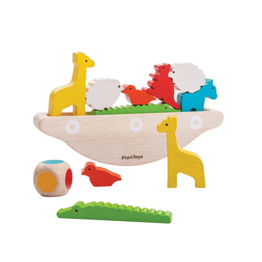 Wooden Animal Balancing Boat Game