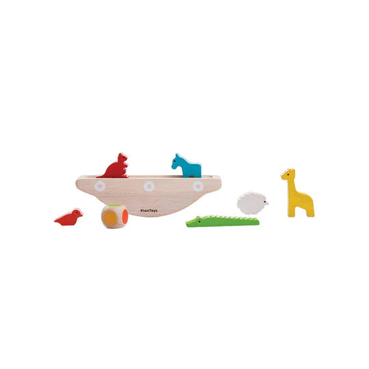 Wooden Animal Balancing Boat Game