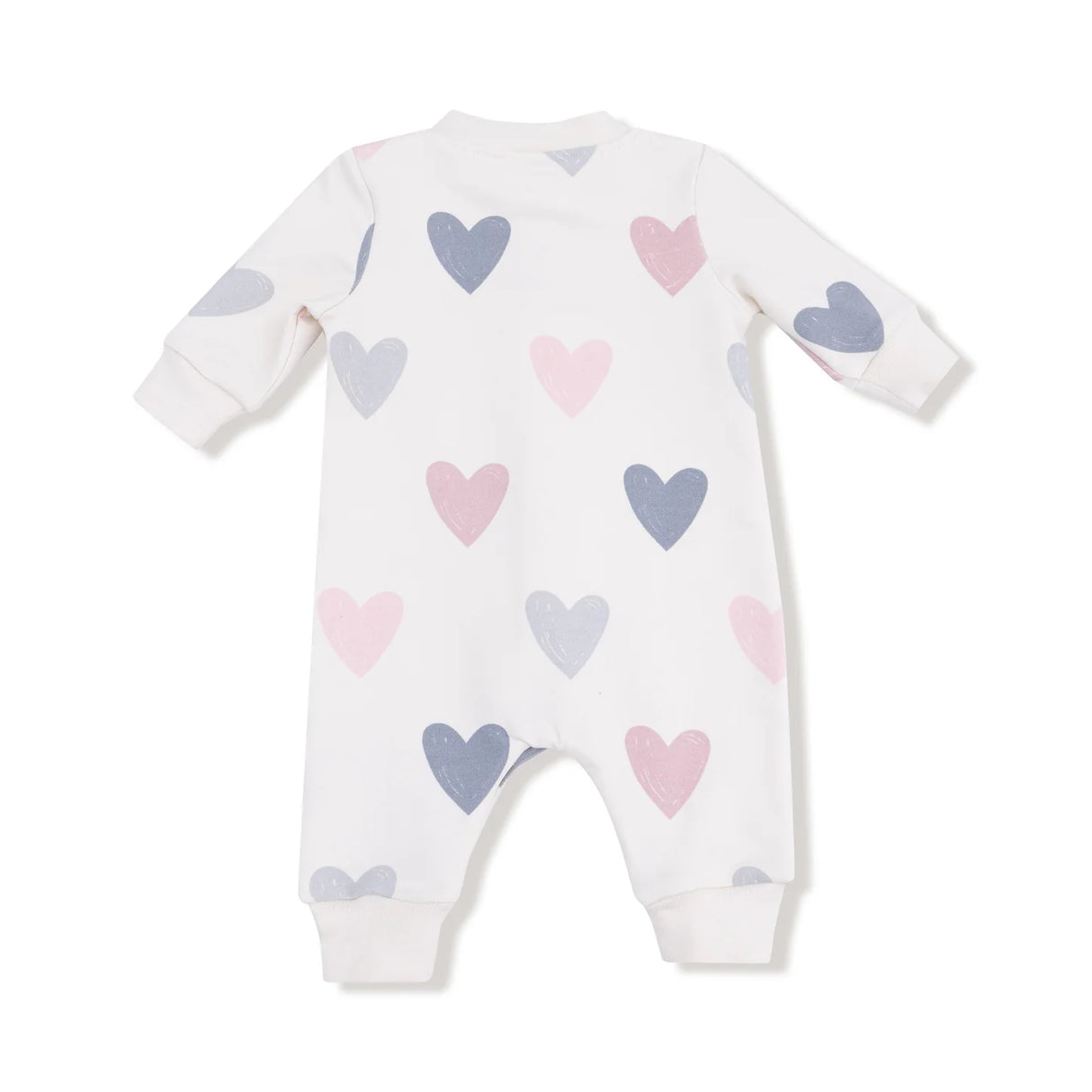 Angel Dear Hearts French Terry Baseball Collar Romper