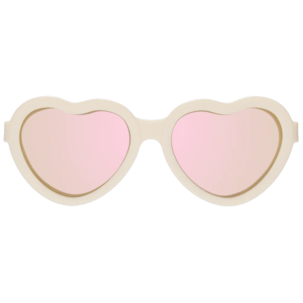 Babiators Polarized Heart Sunglasses: Sweet Cream | Rose Gold Mirrored Lens
