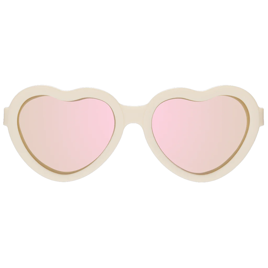 Babiators Polarized Heart Sunglasses: Sweet Cream | Rose Gold Mirrored Lens