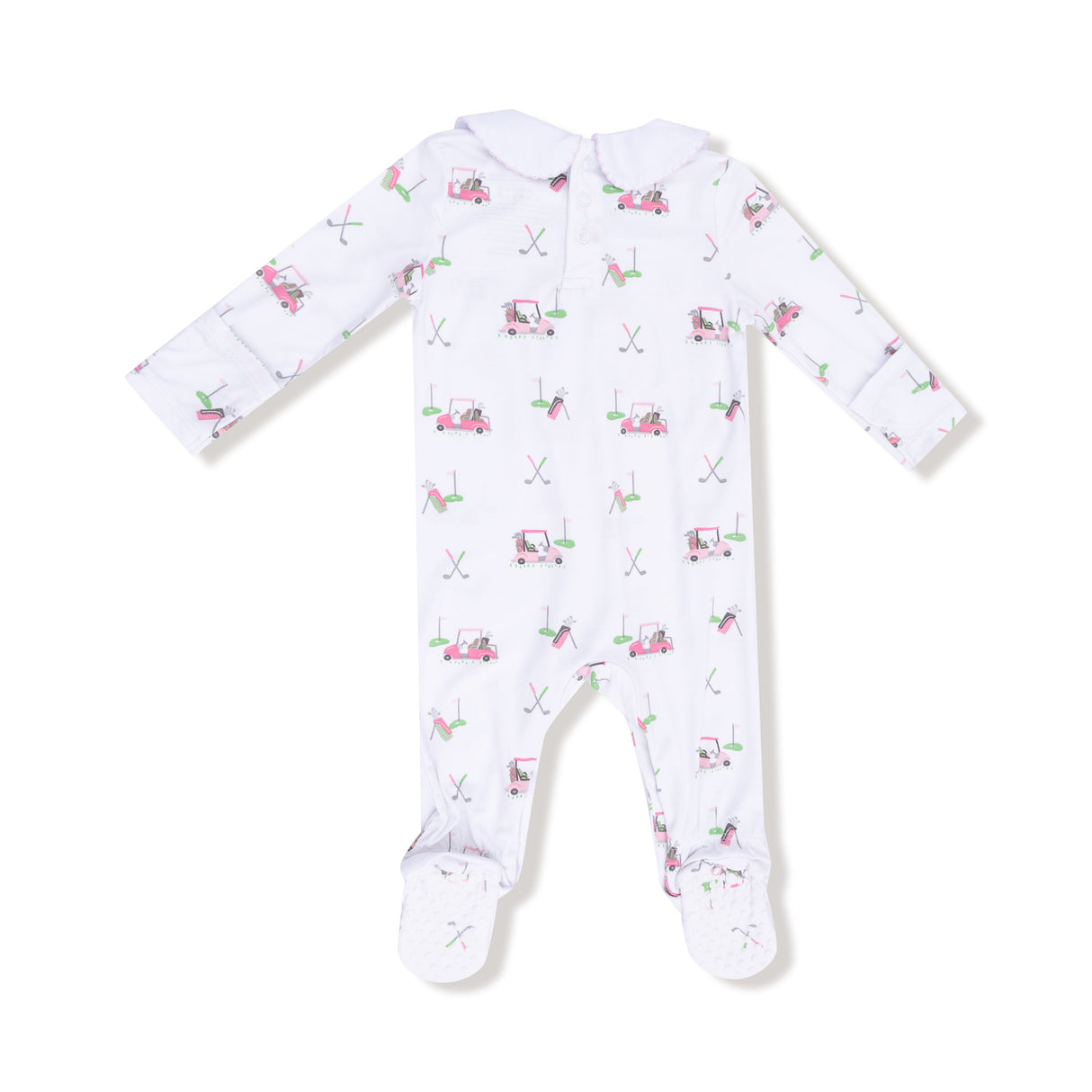 Angel Dear Baby Golf Carts Bamboo Smocked Footie | Pink