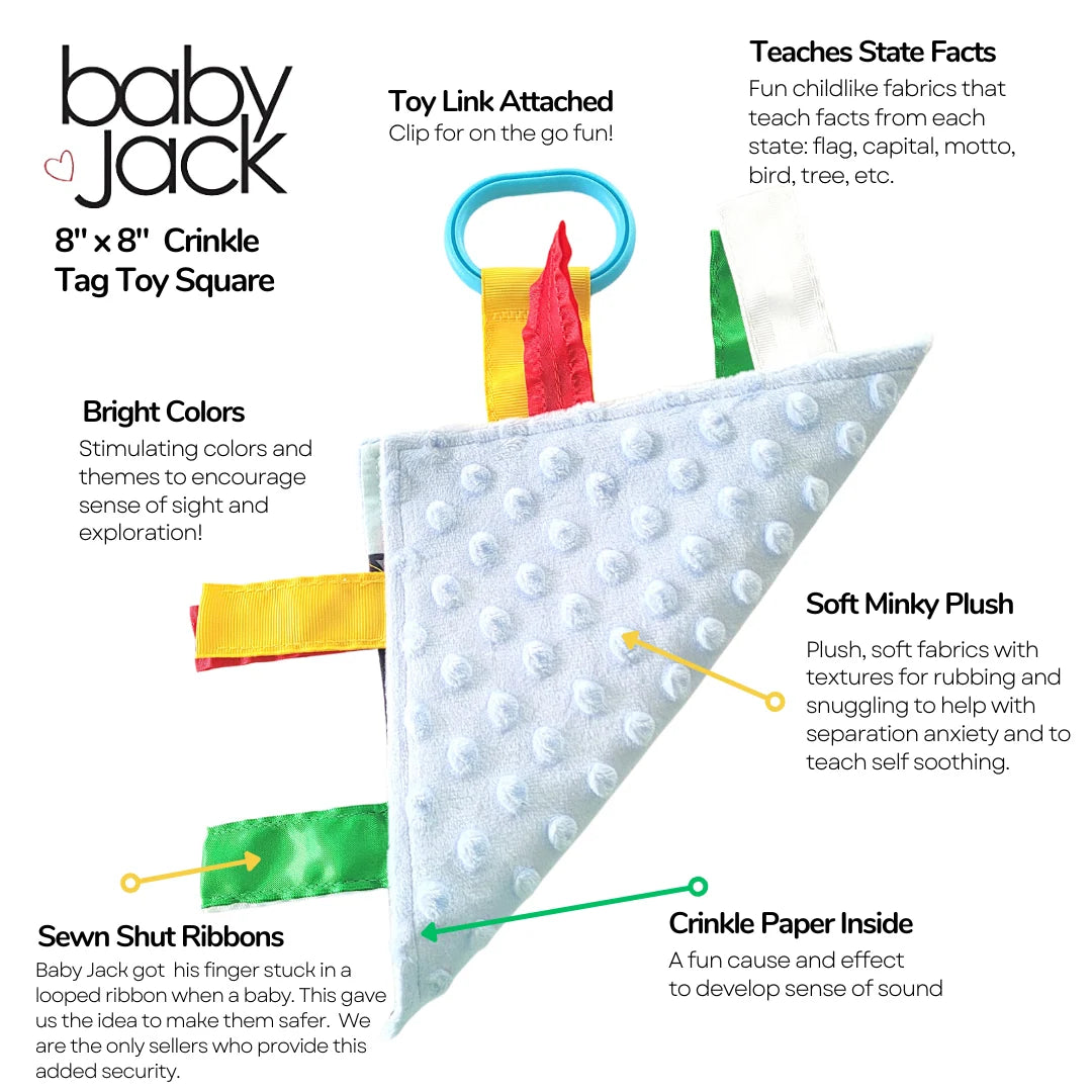 Baby Jack Mississippi State Baby Learning Crinkle Tag Toy