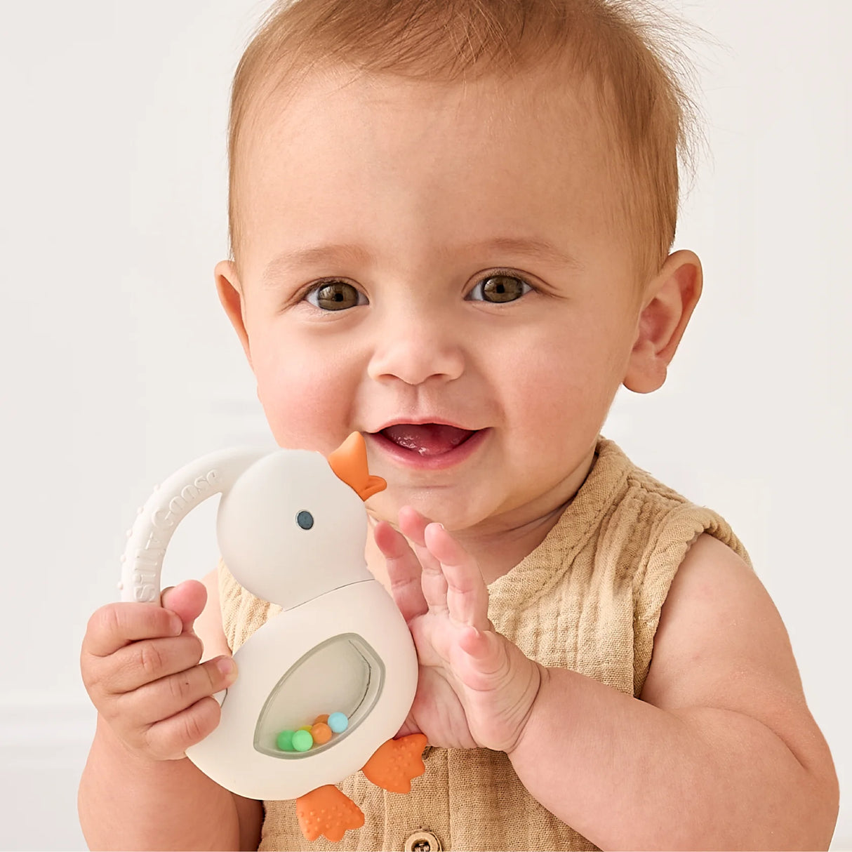 Itzy Ritzy Bitzy Shake Rattle and Silicone Teether | Goose