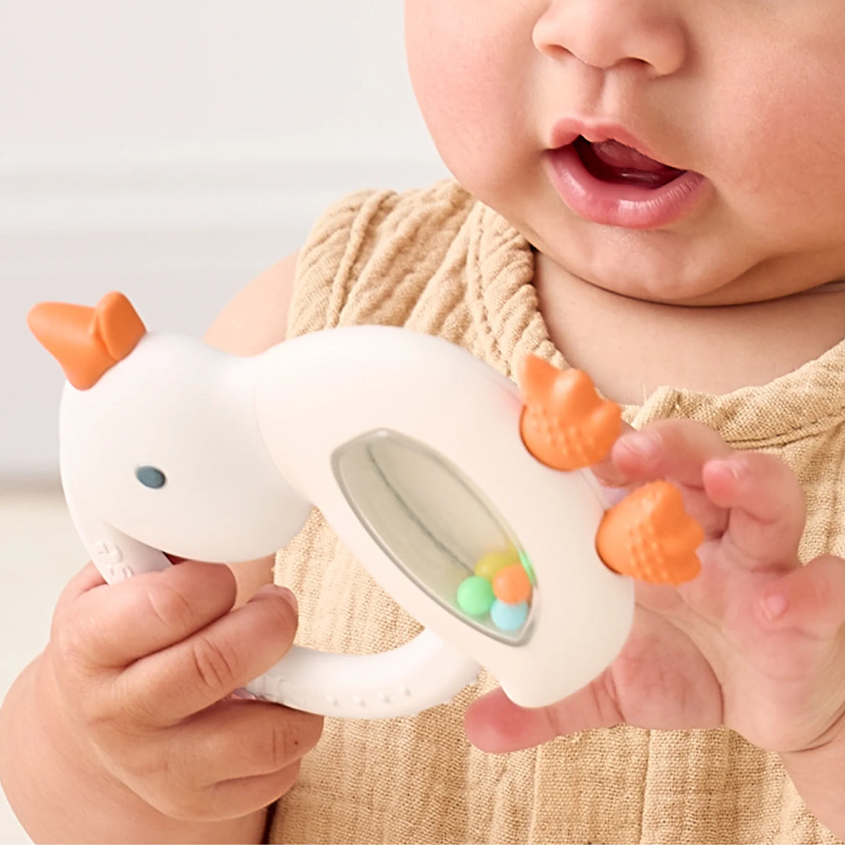 Itzy Ritzy Bitzy Shake Rattle and Silicone Teether | Goose